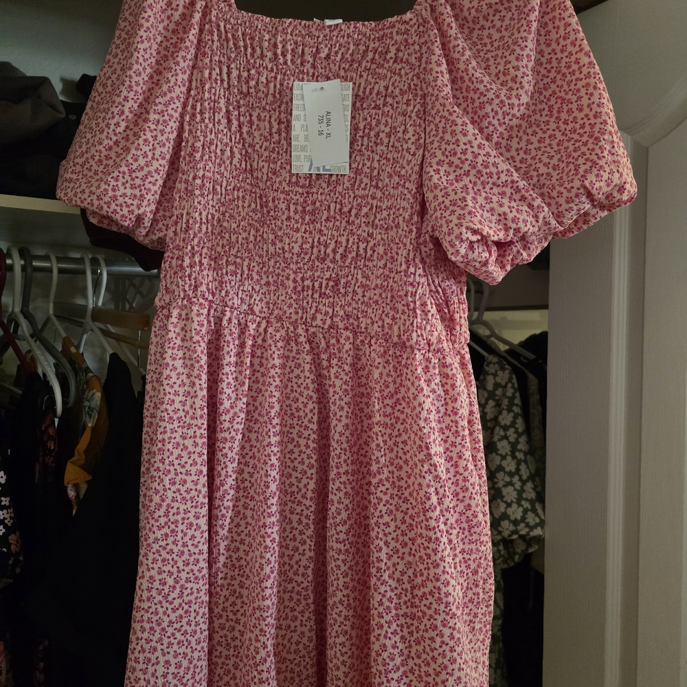 LuLaRoe Pink Floral Midi Dress